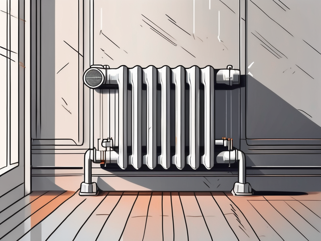 A radiator with arrows indicating heat distribution in an efficient manner