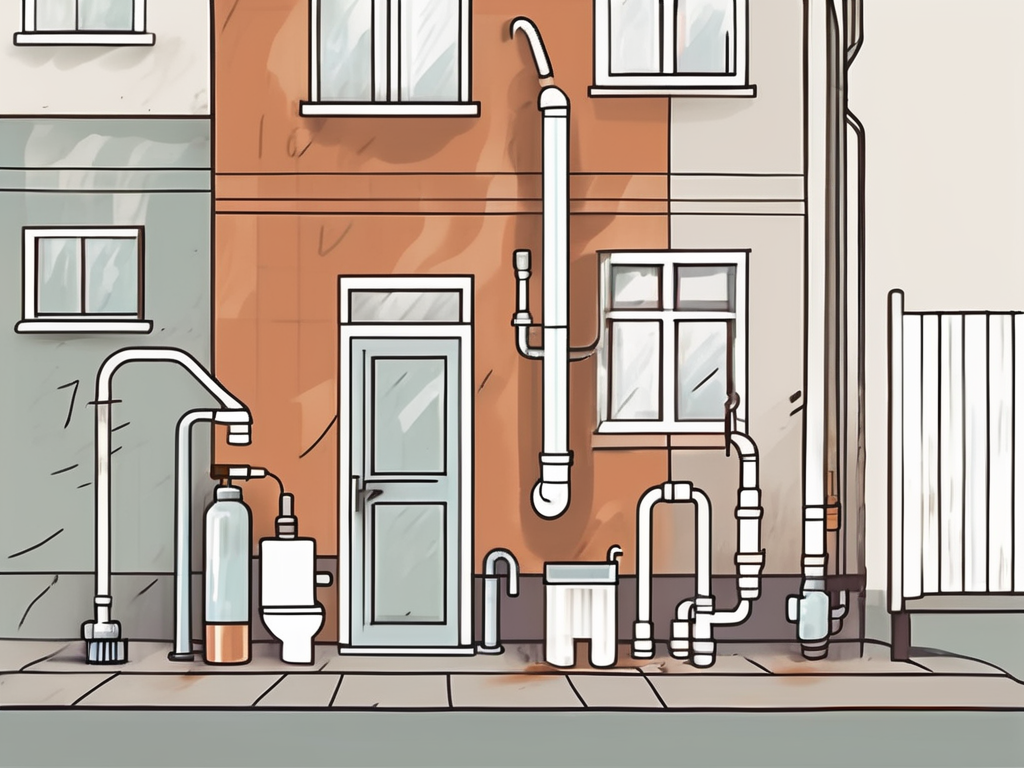 A neighborhood in frogner with various plumbing tools and pipes