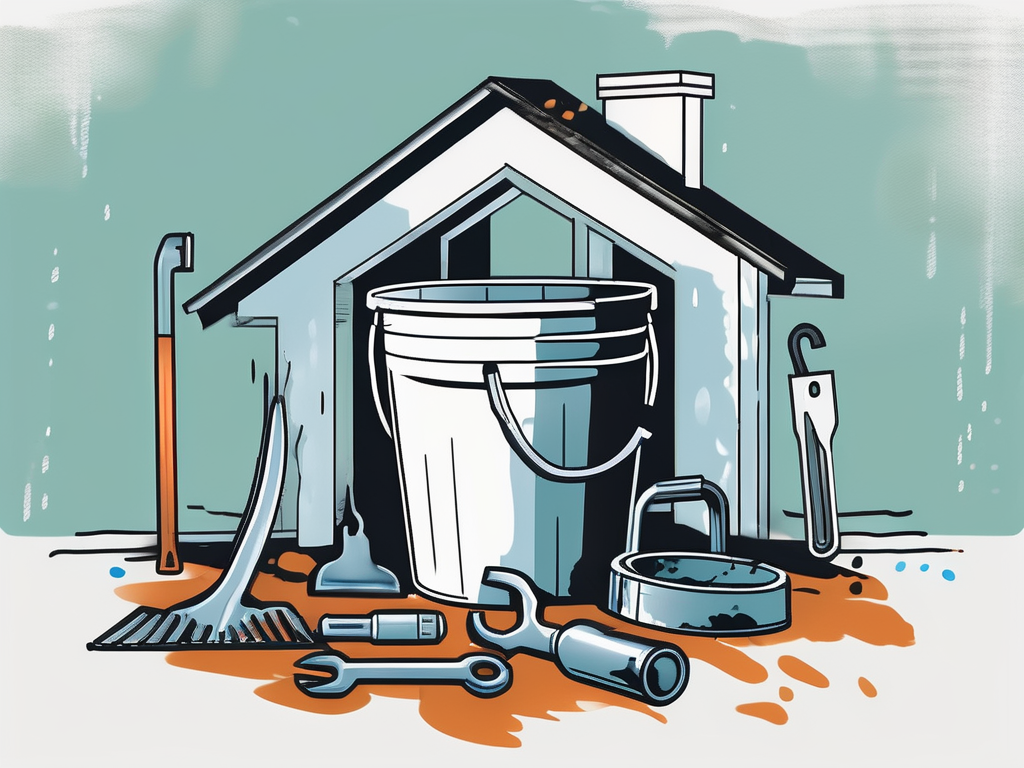 A house with water leaking from a pipe